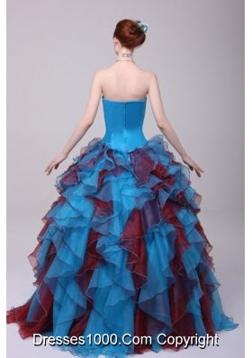 Ball Gown Strapless Beaded and Ruffled Two-tone Quinceanera Dress