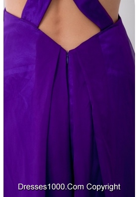 Luxurious Ruching Purple Ankle-length Prom Dresses with Criss Cross