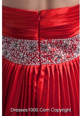 Sweetheart Princess Graduation Dress in Red with Beading and Pleats