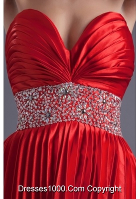 Sweetheart Princess Graduation Dress in Red with Beading and Pleats