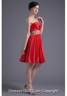 Sweetheart Princess Graduation Dress in Red with Beading and Pleats