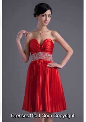 Sweetheart Princess Graduation Dress in Red with Beading and Pleats