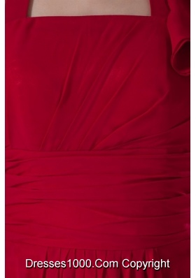 Discount Red Empire Halter Ruched Chiffon Prom Dress for Ladies