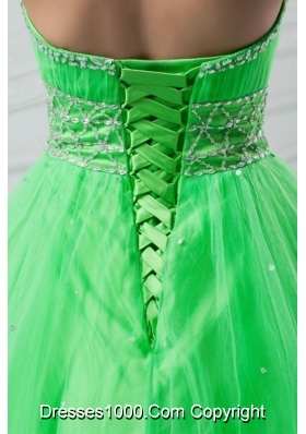 Cute Sweetheart Tulle Dresses for Sweet 16 in Spring Green