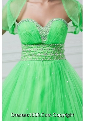 Cute Sweetheart Tulle Dresses for Sweet 16 in Spring Green