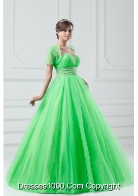 Cute Sweetheart Tulle Dresses for Sweet 16 in Spring Green