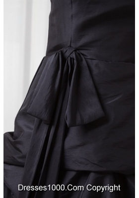 Black Pick Ups Ball Gown Taffeta Dress for Sweet 15 with Bowknot