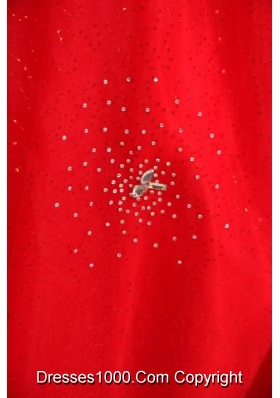 Paillettes and Bowknot Decorated Red Tulle Sweet Sixteen Dresses