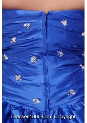 Sassy Beading Bowknot and Pick Ups Blue Taffeta Sweet 16 Dress