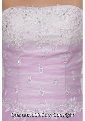 Appliqued Sweet 15th Dress in White and Baby Pink with Strapless Neck