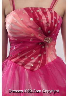 Spaghetti Straps Ruffled Layers Organza Quinceanera Party Dress