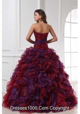 Multi-color Sweetheart Appliqued Sweet 16 Dresses with Ruffles