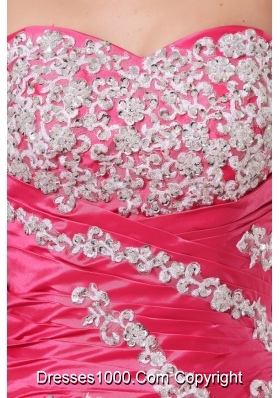 Long Hot Pink Quinceanera Party Dress with Beading and Ruffles