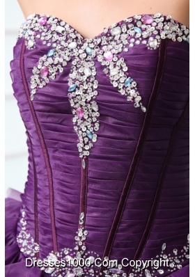 Purple Sweetheart Sweet Sixteen Dresses with Beading and Ruffles