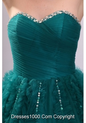 Elegant Teal Color Beaded Sweetheart Quinceanera Dresses