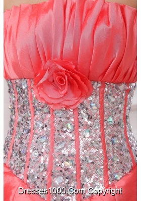 Pick Ups Handle Flowers and Sequins Red Dresses for Sweet 16