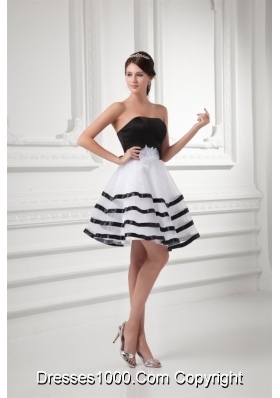 Mini-length Evening Dresses in White and Black Bow