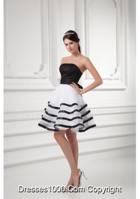 Mini-length Evening Dresses in White and Black Bow