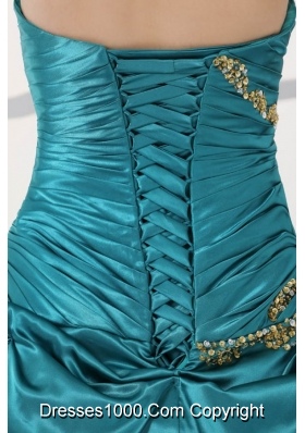 Taffeta Strapless Sweetheart Ruched Teal Quinceanera Dresses with Pick-up