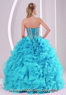 Baby Blue Sweetheart Ruffles and Beaded Decorate 2014 Elegant Quinceanera Dresses