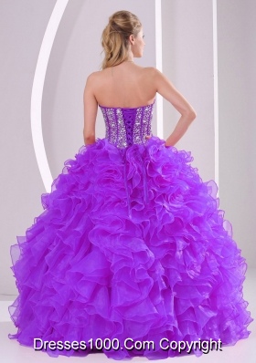 New Arrival Purple Sweetheart Ruffles Organza Long Sweet