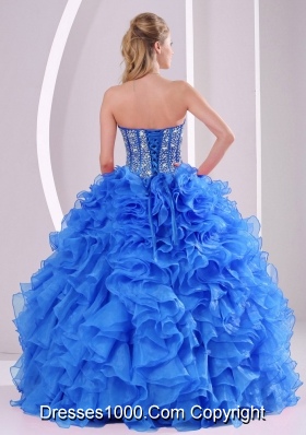 2014 Sweetheart Summer Royal Blue Quinceanera Gowns with Ruffles and Beading