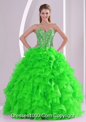Lace up 2013 winter Ball Gown Quinceanera Dresses with  Ruffles and Beading
