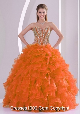 Ruffles and Beaded Decorate Quinceanera Gowns in Sweet 16 with Ball Gown Sweetheart