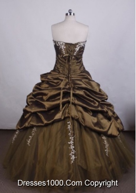 Brand New Ball Gown Strapless FLoor-Length Brown Beading Quinceanera Dresses