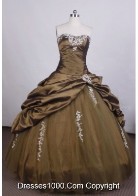 Brand New Ball Gown Strapless FLoor-Length Brown Beading Quinceanera Dresses