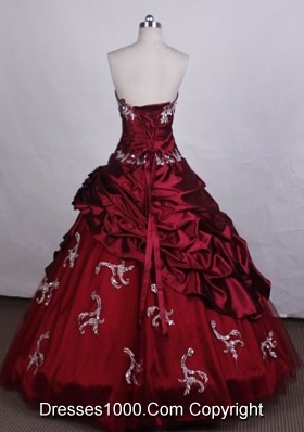 Exquisite Ball Gown Strapless FLoor-Length Red Beading And Appliques Quinceanera Dresses