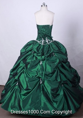 Fashionable Ball Gown Strapless FLoor-Length Green Beading Quinceanera Dresses