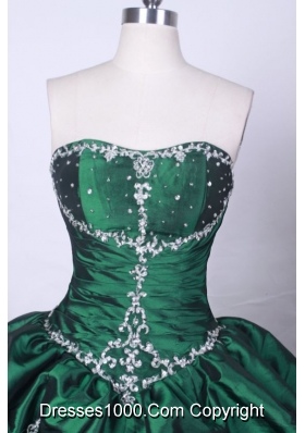 Fashionable Ball Gown Strapless FLoor-Length Green Beading Quinceanera Dresses