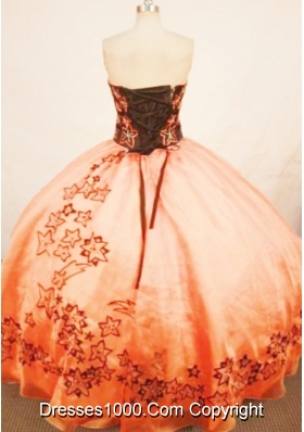 Modern ball gown sweetheart-neck floor-length rust red quinceanera dress