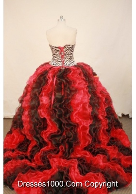 Perfect Ball Gown Sweetheart Floor-length Red Organza Quinceanera dress