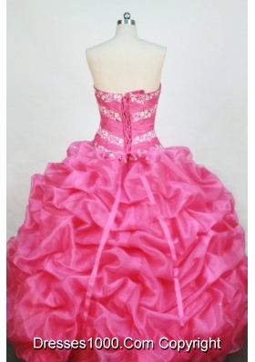 Romantic Ball Gown Sweetheart Floor-length Rose Pink Organza Beading Quinceanera dress