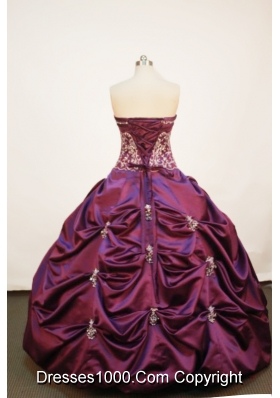 Affordable Ball gown Strapless Floor-length Taffeta Purple Quinceanera Dress