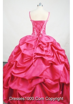 Affordable Ball Gown Straps Floor-Length Hot Pink Beading and Appliques Quinceanera Dresses