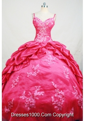 Affordable Ball Gown Straps Floor-Length Hot Pink Beading and Appliques Quinceanera Dresses