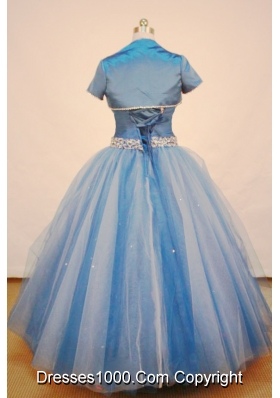 Beautiful Ball gown Strap Floor-length Tulle Blue Quinceanera Dress