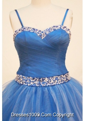 Beautiful Ball gown Strap Floor-length Tulle Blue Quinceanera Dress