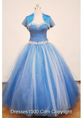 Beautiful Ball gown Strap Floor-length Tulle Blue Quinceanera Dress