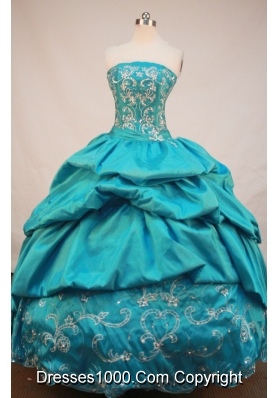 Beautiful Strapless Floor-Length Blue Pink Appliques and Beading Quinceanera Dresses