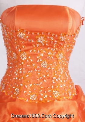 Beautiful Ball Gown Strapless Floor-length Orange Quinceanera Dresses