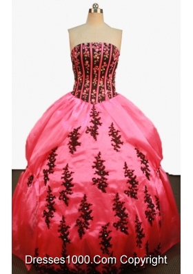 Beautiful Ball Gown Strapless Floor-Length Watermelon Beading and Appliques Quinceanera Dress
