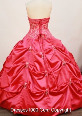 Cheap Ball Gown Strapless Floor-length Taffeta Hot Pink Quinceanera Dress