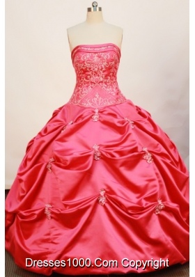 Cheap Ball Gown Strapless Floor-length Taffeta Hot Pink Quinceanera Dress