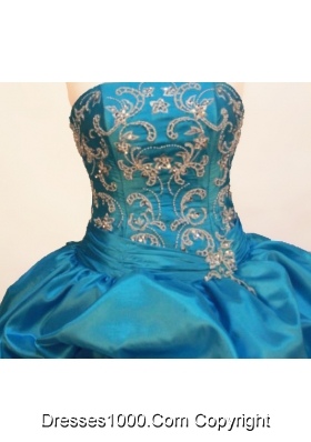 Discount Ball gown Strapless Floor-length Taffeta Blue Quinceanera Dress