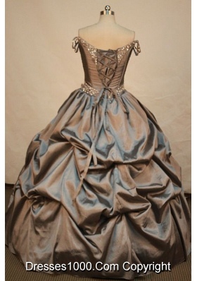 Elegant Ball gown Off the Shoulder Neckline Floor-length Taffeta Brown Quinceanera Dress