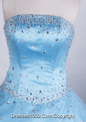 Elegant Ball Gown Strapless Floor-length Light Blue Quinceanera Dresses